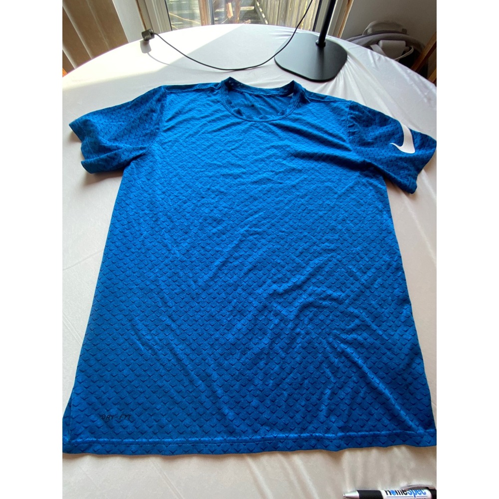 Nike Dri-FIT Mens Blue Textured Diamond Pattern Training T-Shirt 832064-431 L